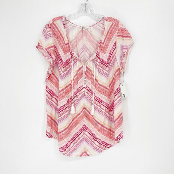 Sonoma Short Sleeve Split Neck Top Size Large - Picture 1 of 6